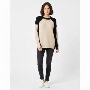 Minnie Rose 100% Cashmere $350 Asymmetric Colorblock Sweater